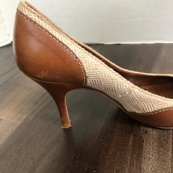Brooks Brothers Italy Leather & Fabric Heels, sz 6 - Picture 8 of 8